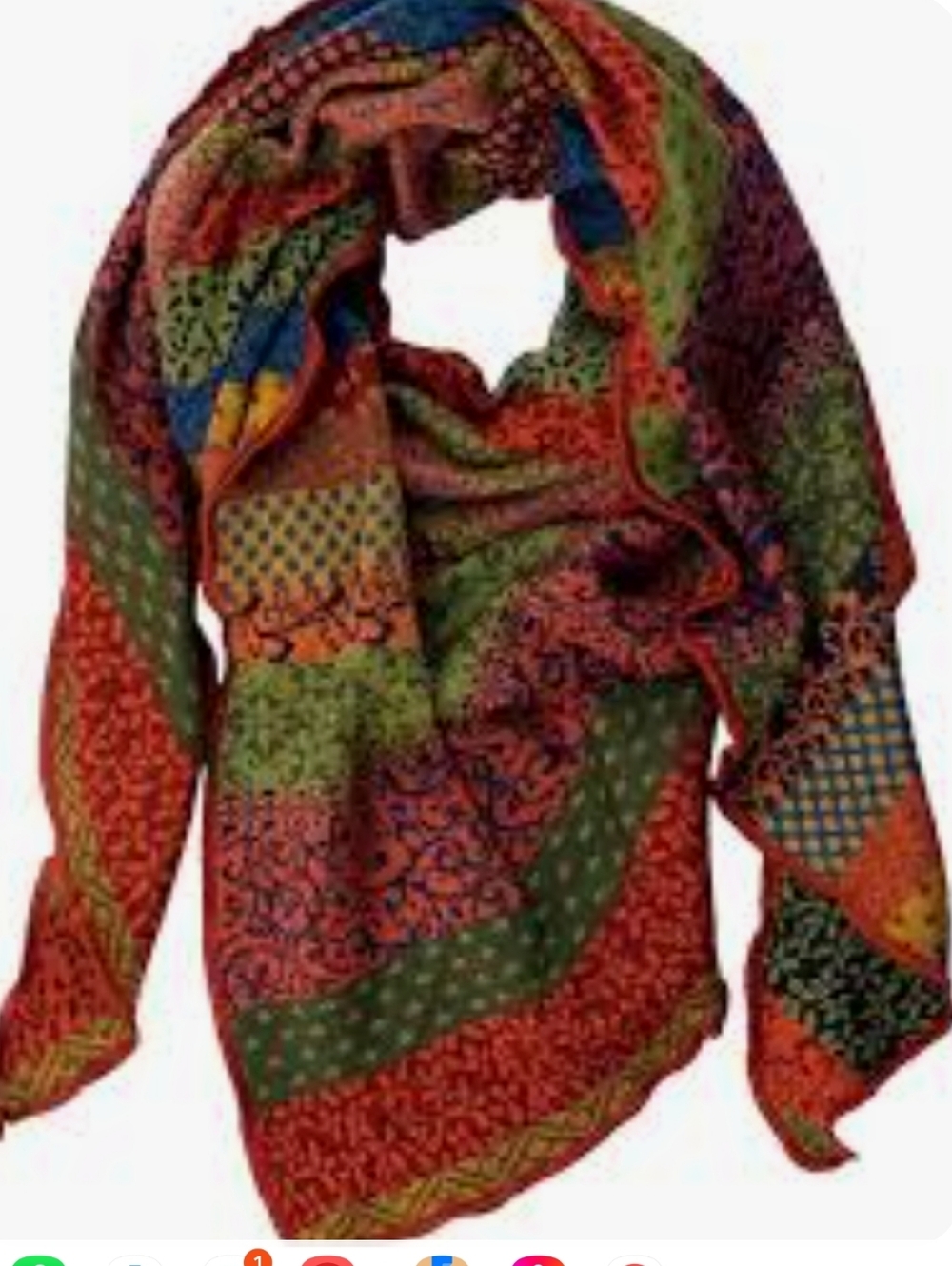 Invero Merino Wool Shawl Wrap One Size German Knit Colorful Boho - Picture 2 of 7